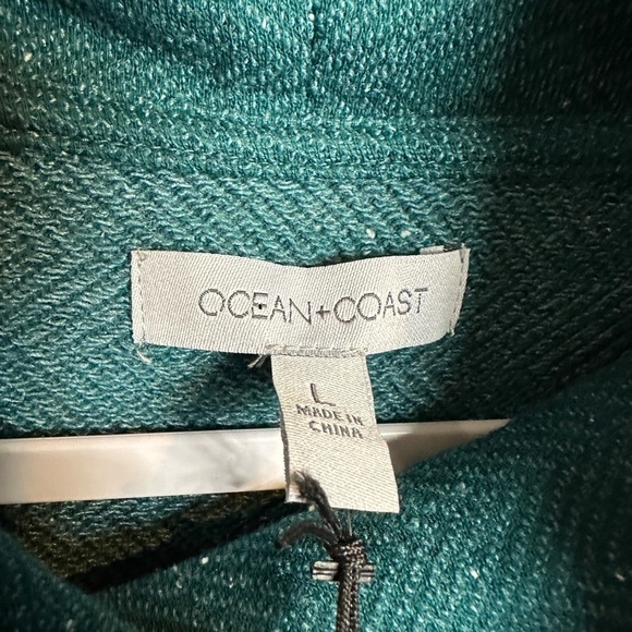 Ocean Coast green textured long sleeve cowl neck active top sweater, sz L, NWT - Picture 3 of 6